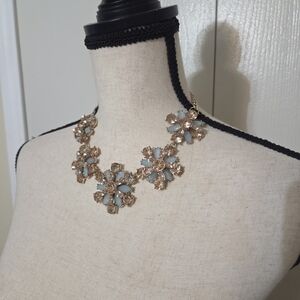 Blingy Rhinestone Flower Big Bold Costume Glam Necklace One Wink Nwt Statement